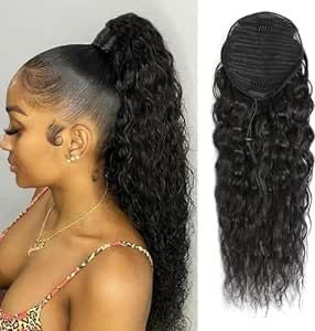 Drawstring Ponytail Water Wave Synthetic Clip In Hair