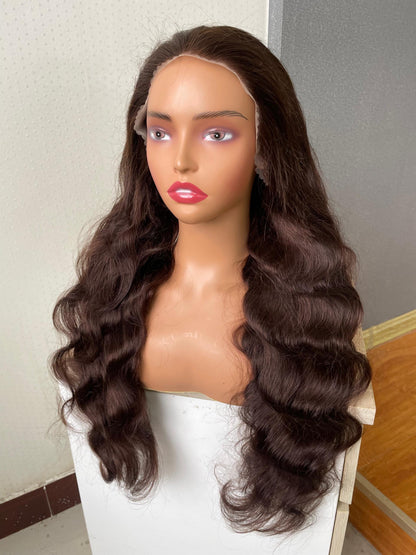 Custom 4# Chocolate Brown 13x4 HD Transparent Lace Front Wig – Straight