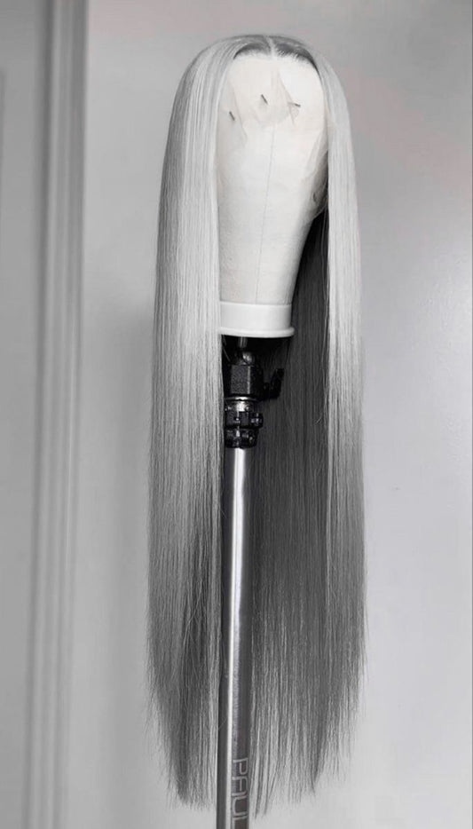 Full Frontal Grey Straight Wig (Human Hair)