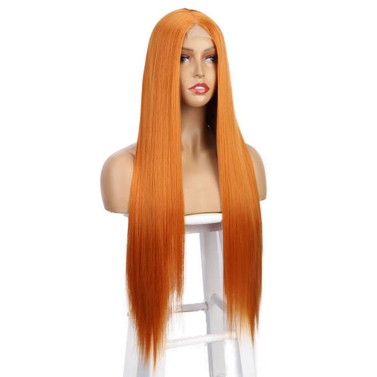 Dark Orange Long Lace Front Synthetic Wig
