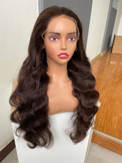 Custom 4# Chocolate Brown 13x4 HD Transparent Lace Front Wig – Straight