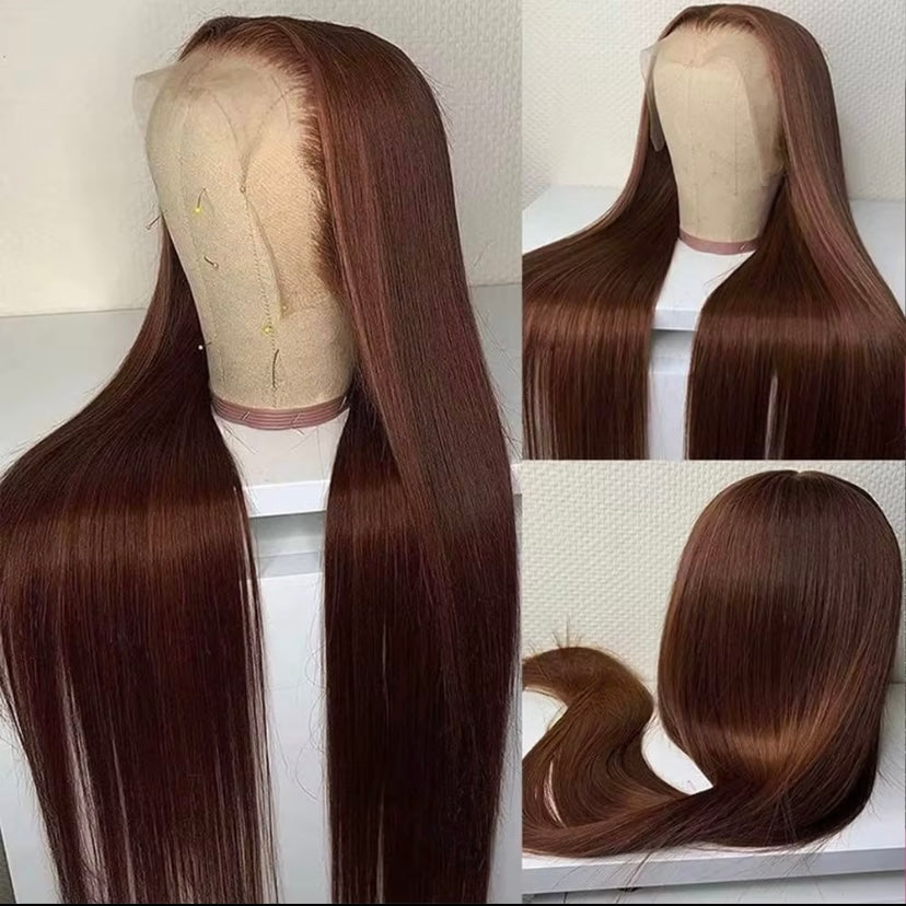 Custom 4# Chocolate Brown 13x4 HD Transparent Lace Front Wig – Straight