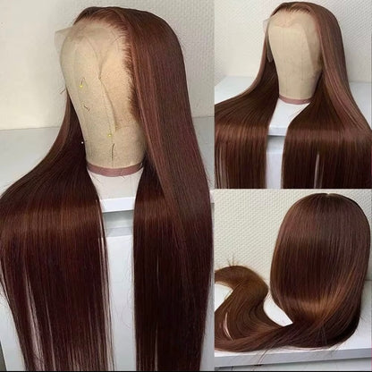 Custom 4# Chocolate Brown 13x4 HD Transparent Lace Front Wig – Straight