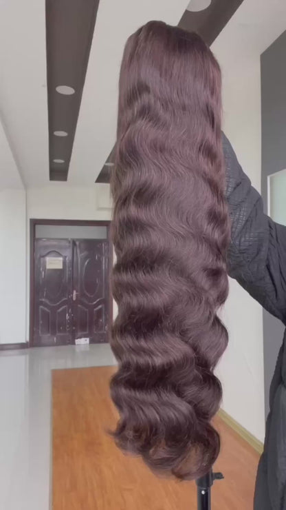 Custom 4# Chocolate Brown 13x4 HD Transparent Lace Front Wig – Straight